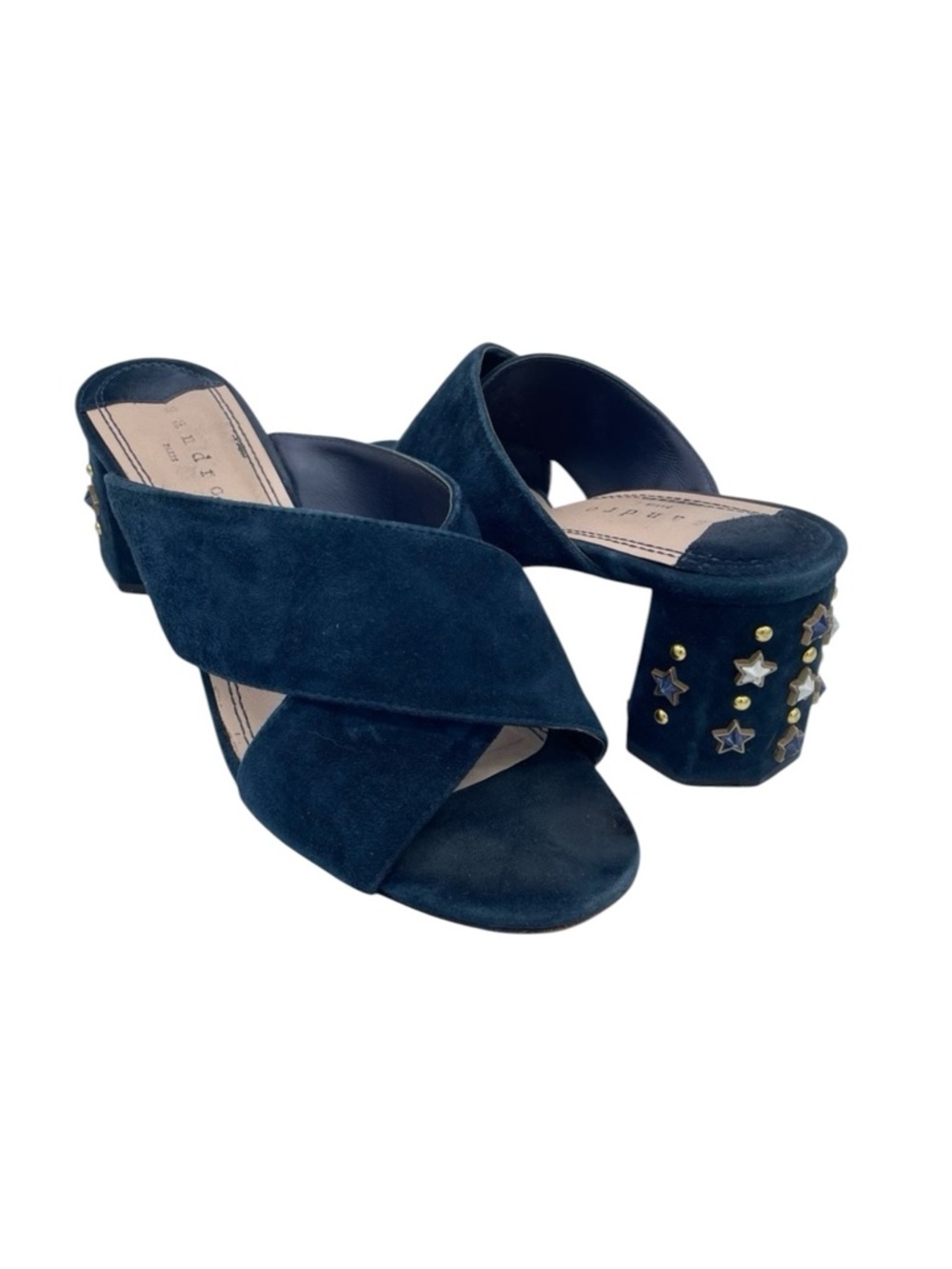 Sandro Star Studded Suede Sandals Shoes 40 Blue